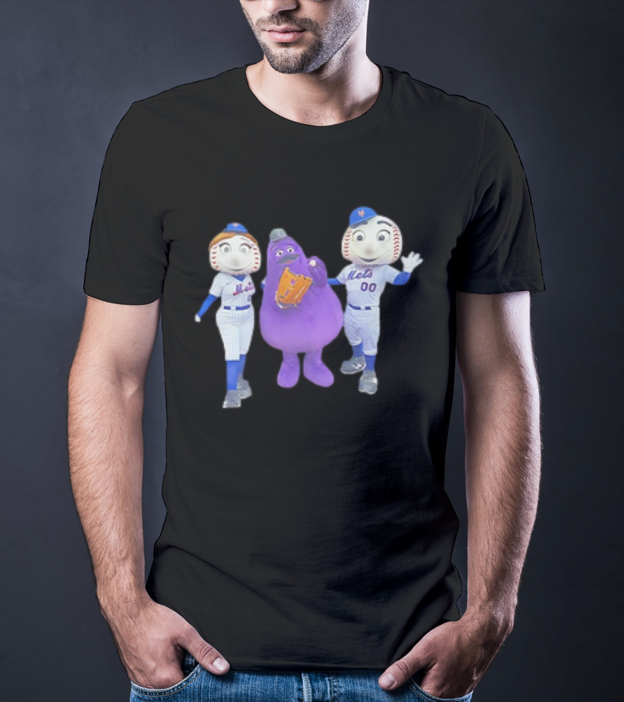 Mrs Met Grimace Mr Met Mets Baseball Characters Collaboration T-Shirt