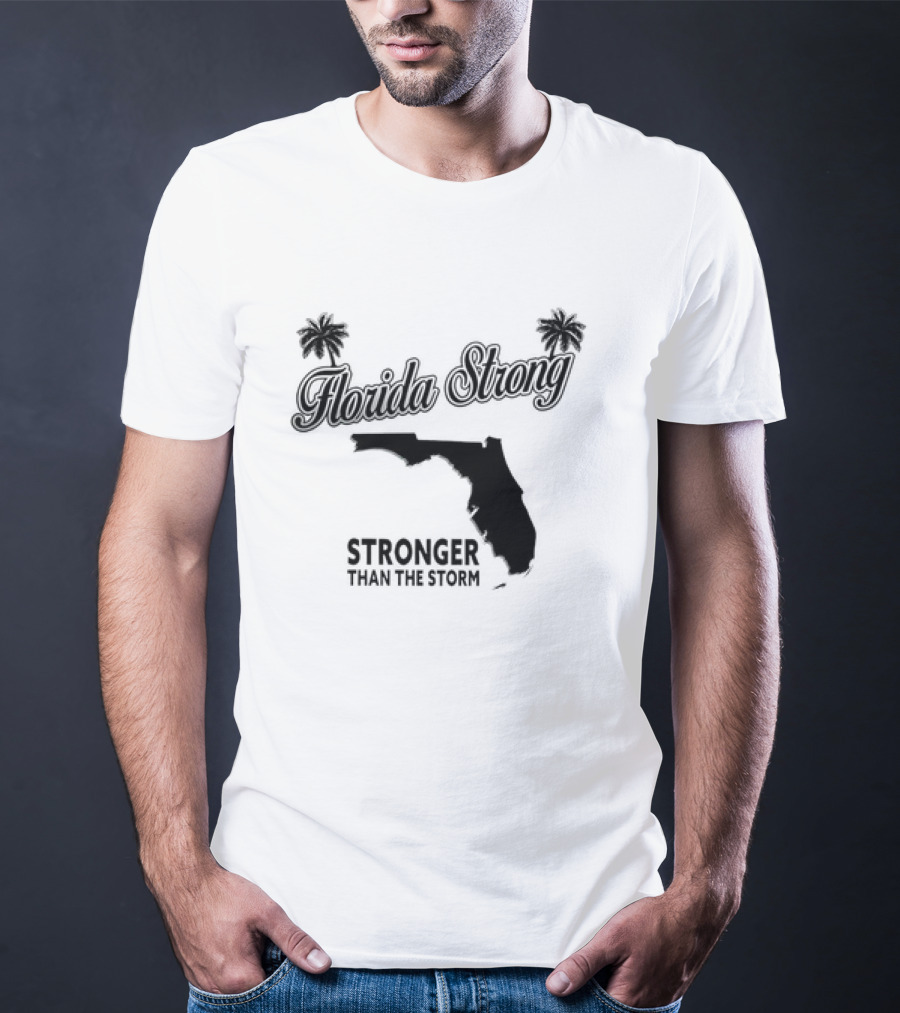 Florida Strong Stronger Than The Storm Map With Palm Trees T-Shirt