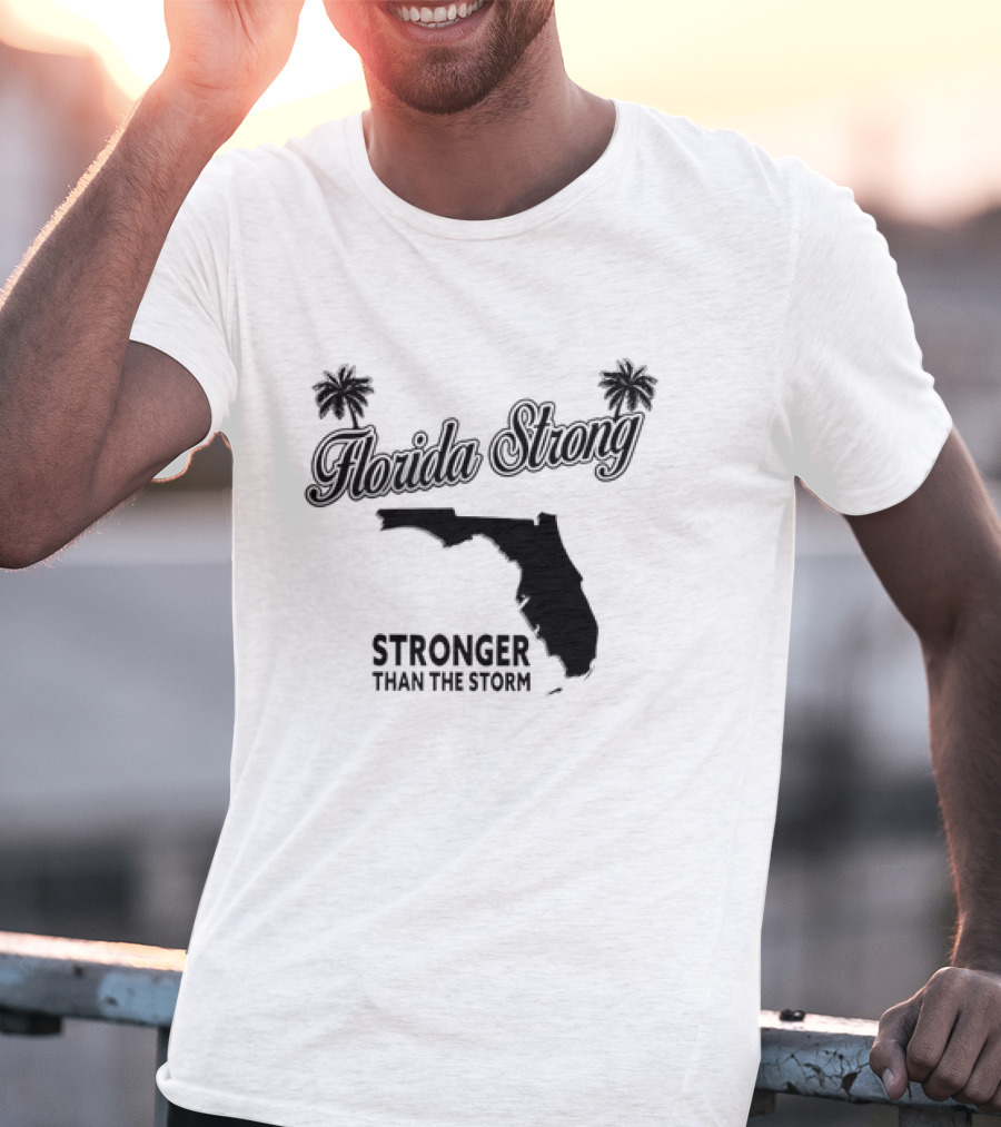 Florida Strong Stronger Than The Storm Map With Palm Trees T-Shirt