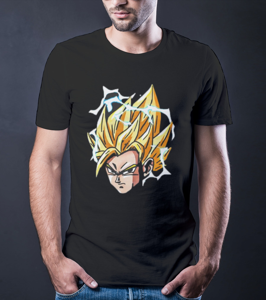 Son Goku Super Saiyan Dragon Ball Z Lightning Aura Face T-Shirt