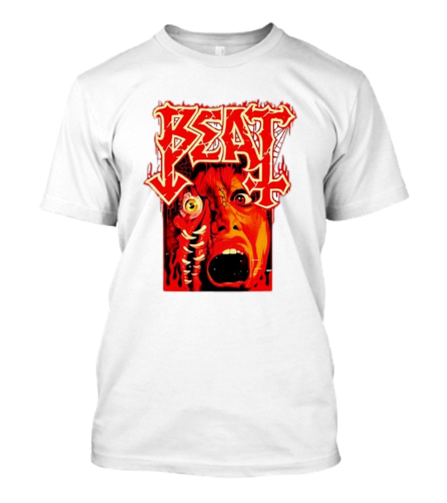 Beat Mutation Horror Zombie Face With Screaming Expression T-Shirt