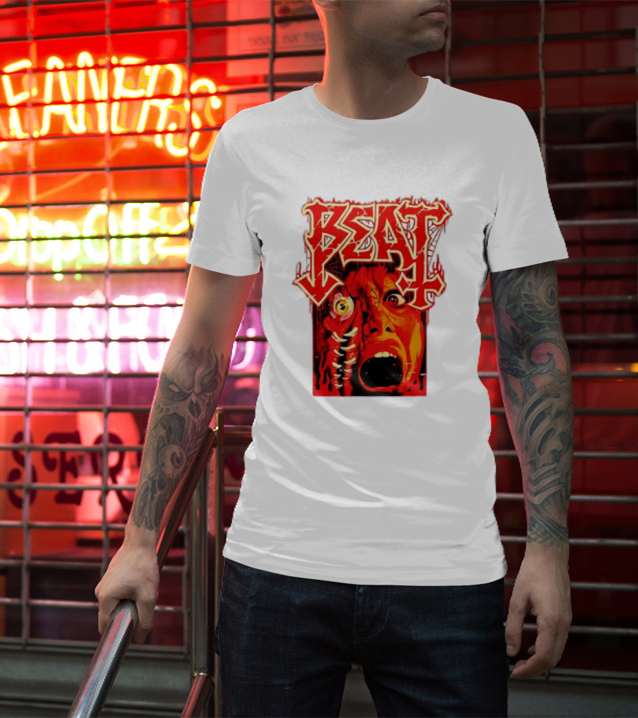 Beat Mutation Horror Zombie Face With Screaming Expression T-Shirt