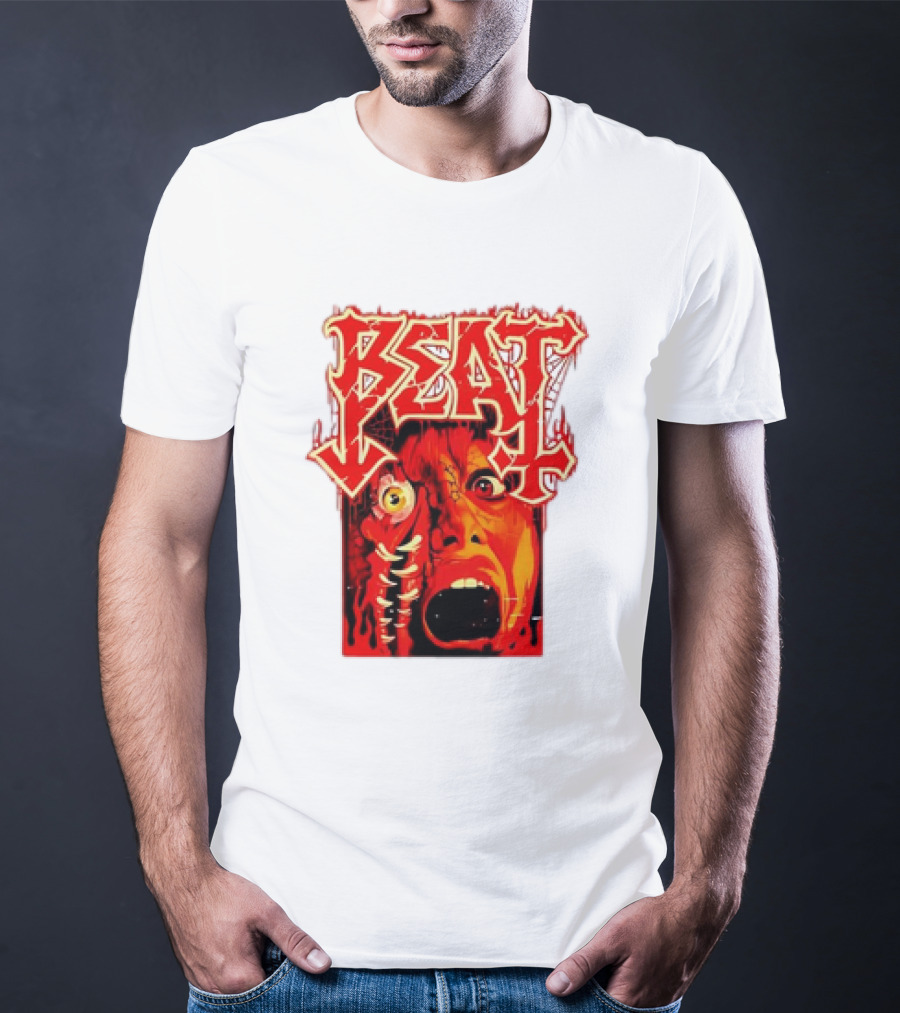 Beat Mutation Horror Zombie Face With Screaming Expression T-Shirt