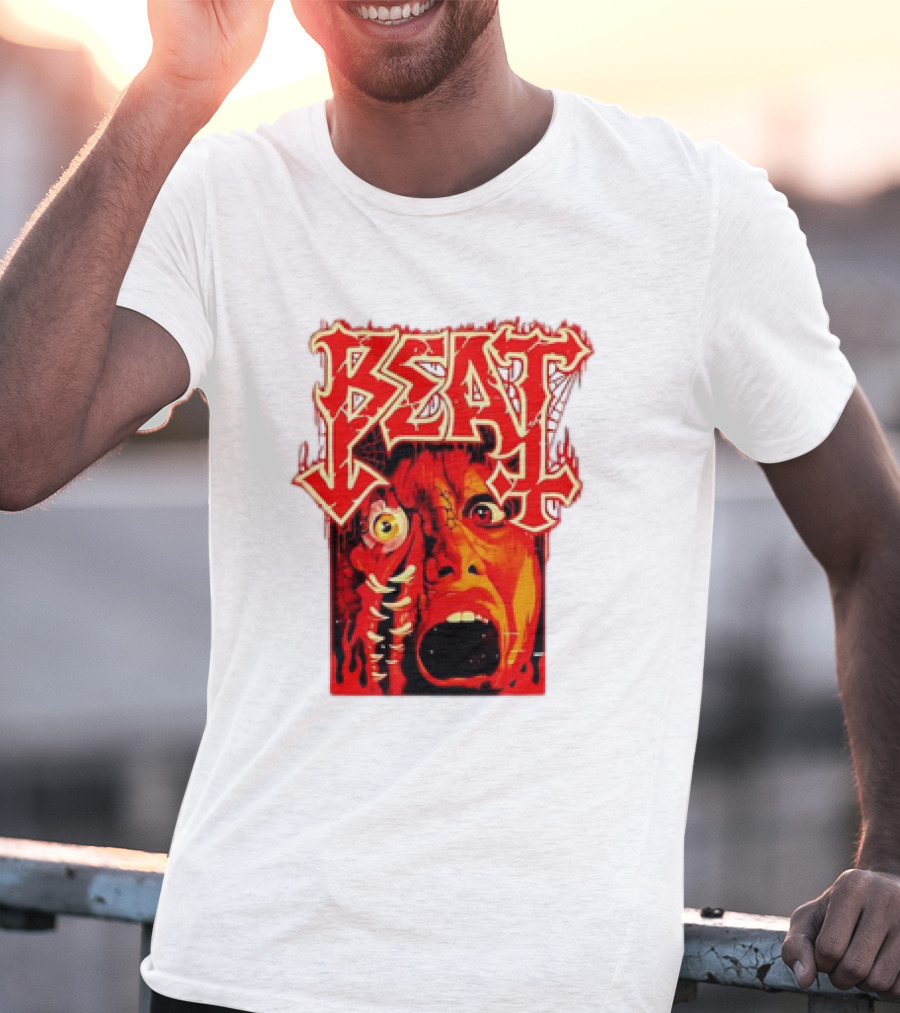 Beat Mutation Horror Zombie Face With Screaming Expression T-Shirt