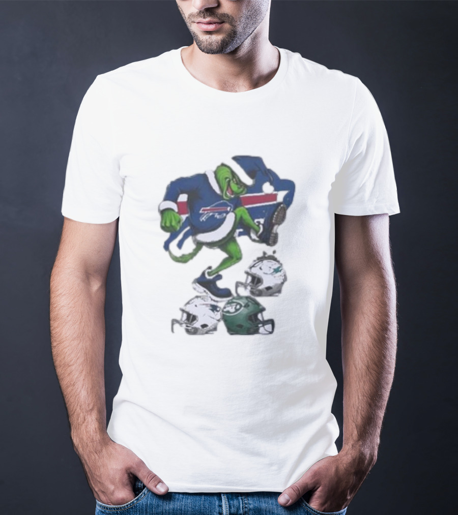 Christmas Grinch Buffalo Bills Stomp Helmets NFL Teams T-Shirt
