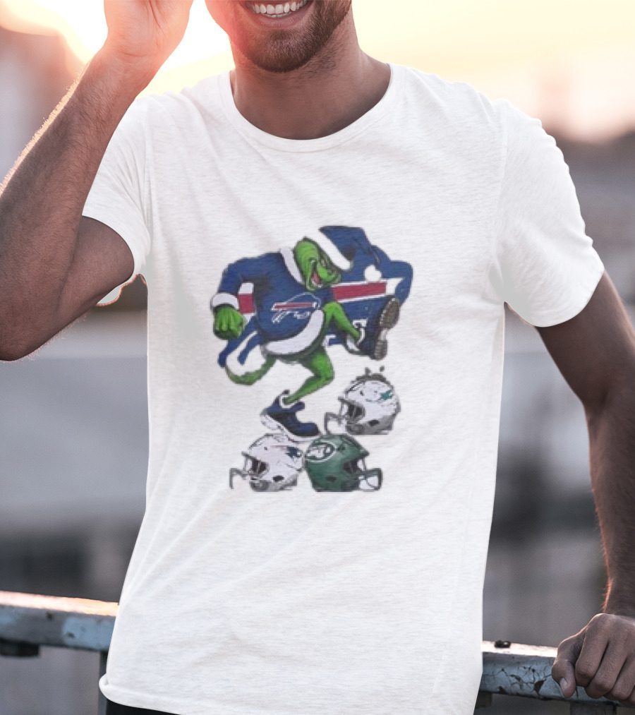 Christmas Grinch Buffalo Bills Stomp Helmets NFL Teams T-Shirt