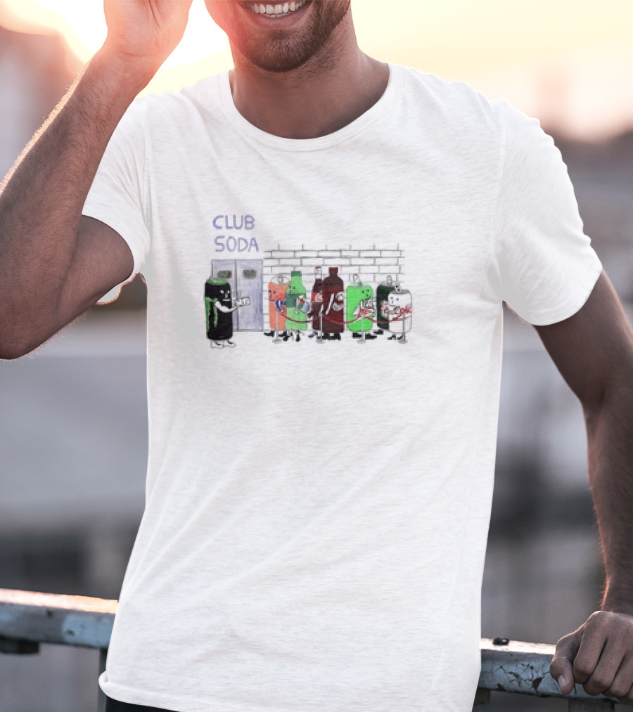 Club Soda Lineup With Colorful Cartoon Soda Bottles T-Shirt