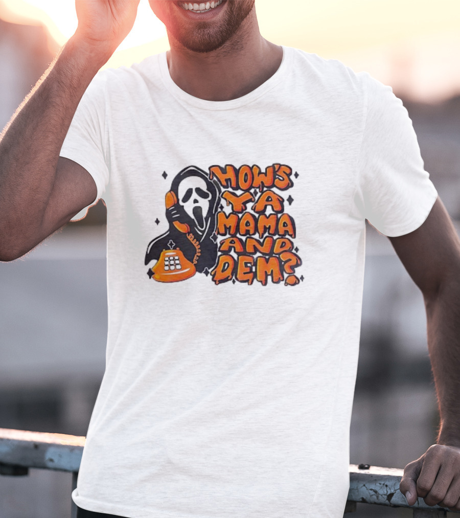 Ghostface How's Ya Mama And Dem Phone Call Retro 90s Horror T-Shirt