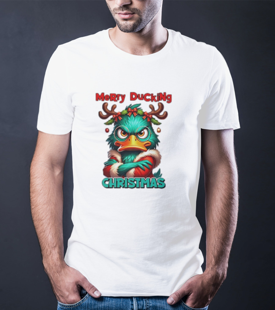 Merry Ducking Grumpy Duck Christmas T-Shirt