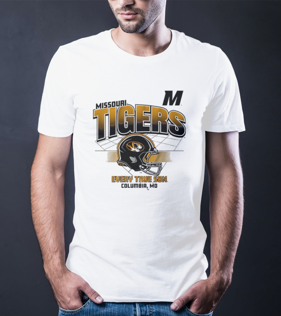 Missouri Tigers Football Helmet Every True Son Columbia MO Vintage T-Shirt