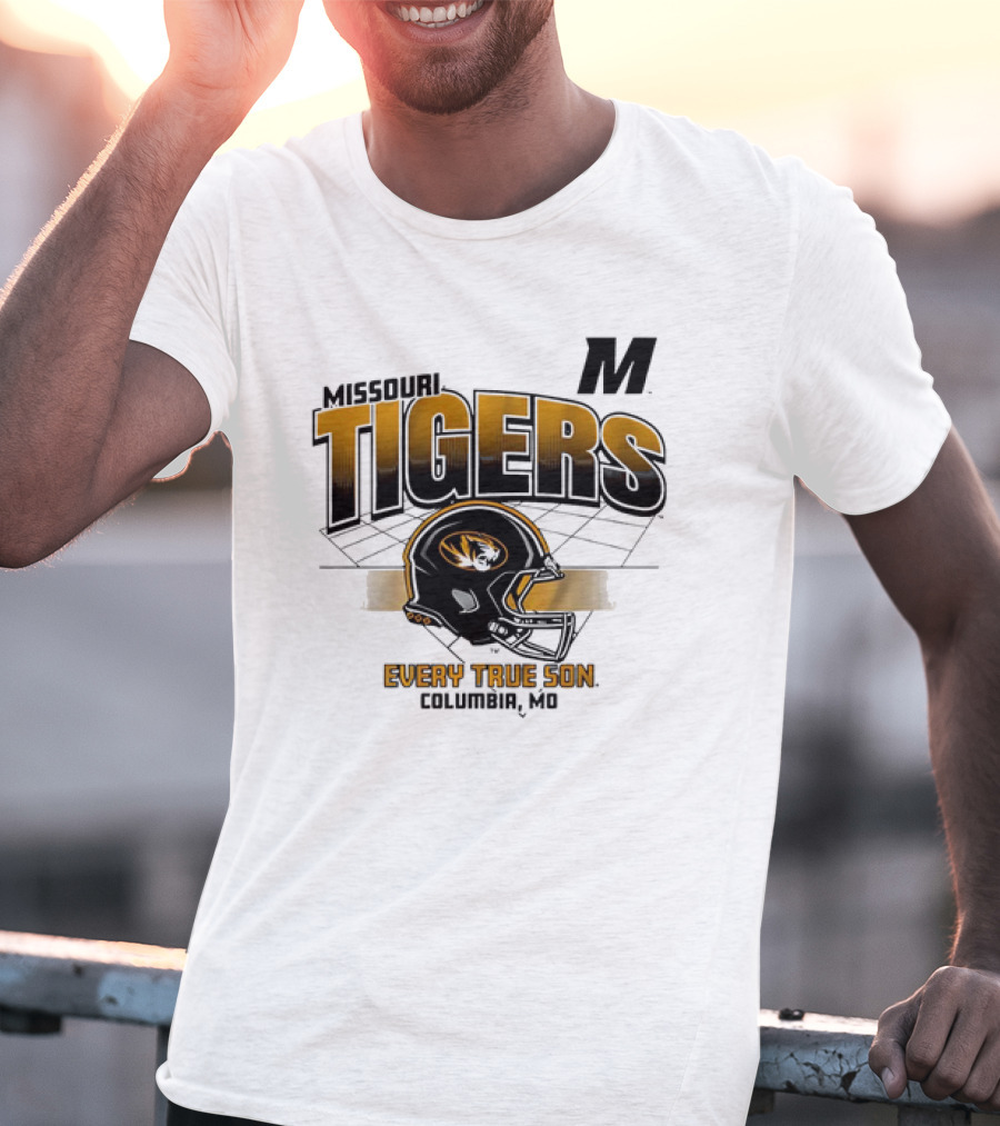 Missouri Tigers Football Helmet Every True Son Columbia MO Vintage T-Shirt