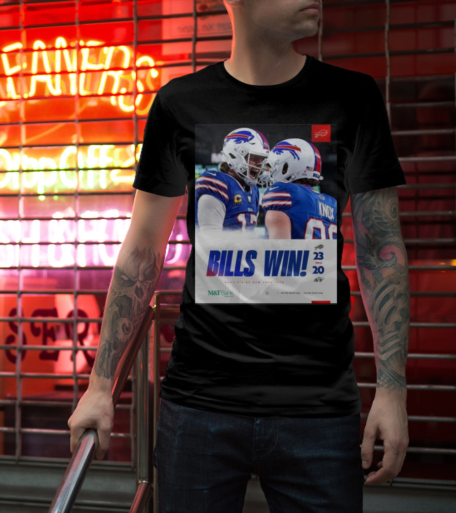 Bills Win 23-20 New York Jets NFL Victory Knox M&T Bank T-Shirt