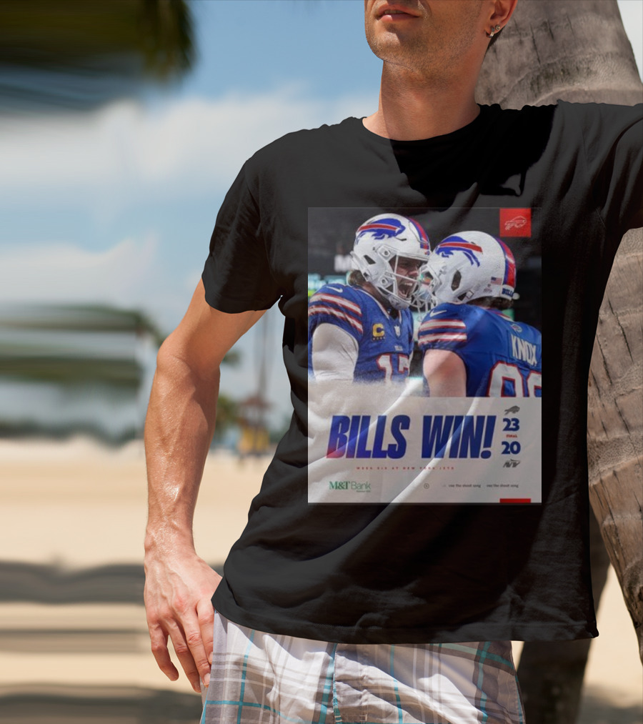 Bills Win 23-20 New York Jets NFL Victory Knox M&T Bank T-Shirt
