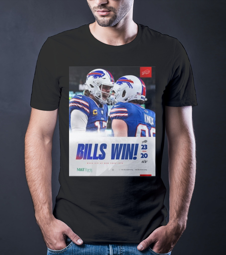 Bills Win 23-20 New York Jets NFL Victory Knox M&T Bank T-Shirt