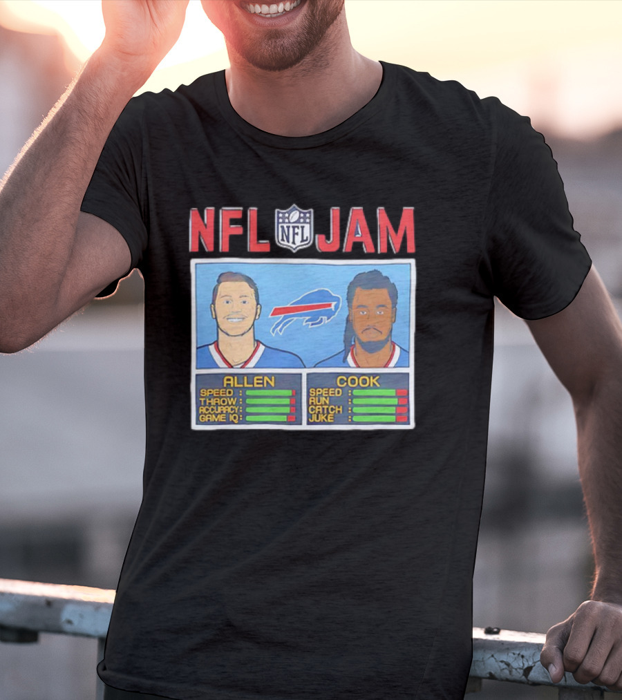 Buffalo Bills Josh Allen James Cook NFL Jam Player Stats T-Shirt