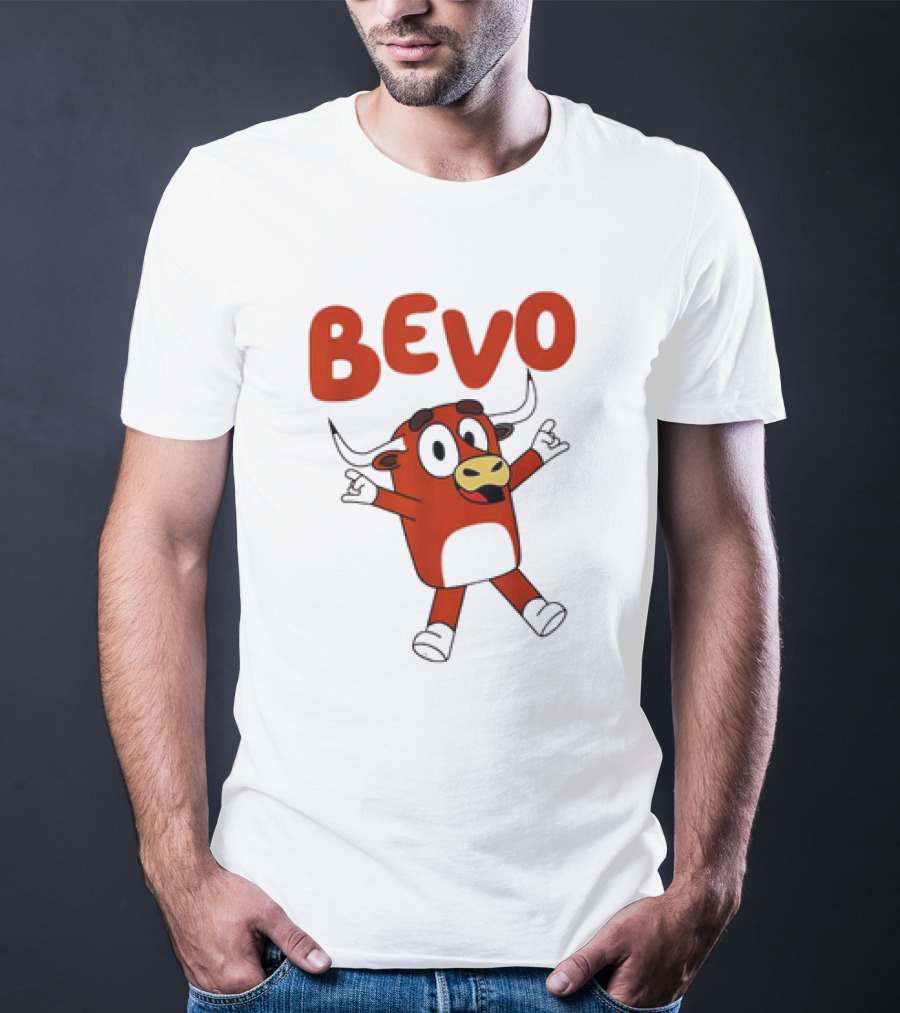Bevo Cartoon Longhorn Bull Character Funny T-Shirt