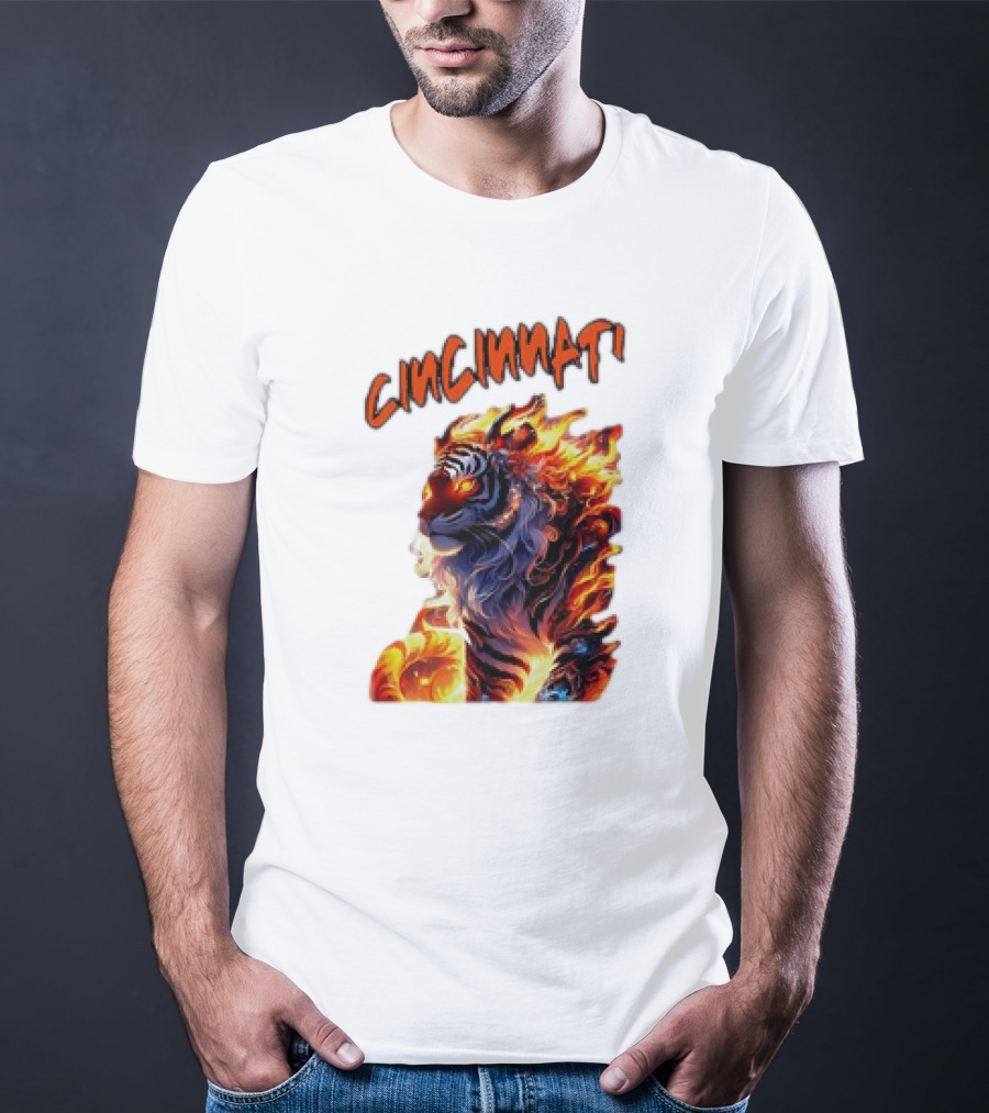 Cincinnati The Bengel’s Live Old West Football Tiger Flame T-Shirt