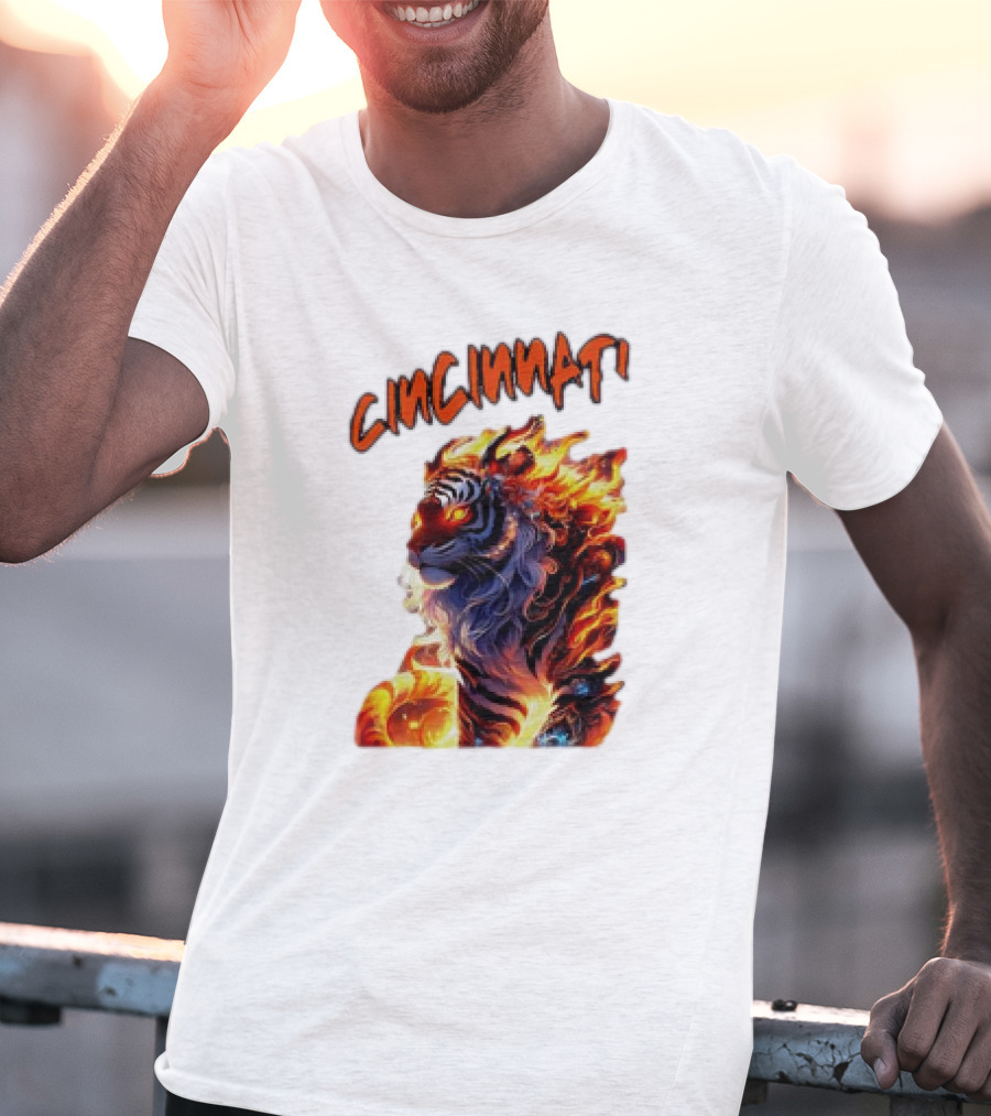 Cincinnati The Bengel’s Live Old West Football Tiger Flame T-Shirt