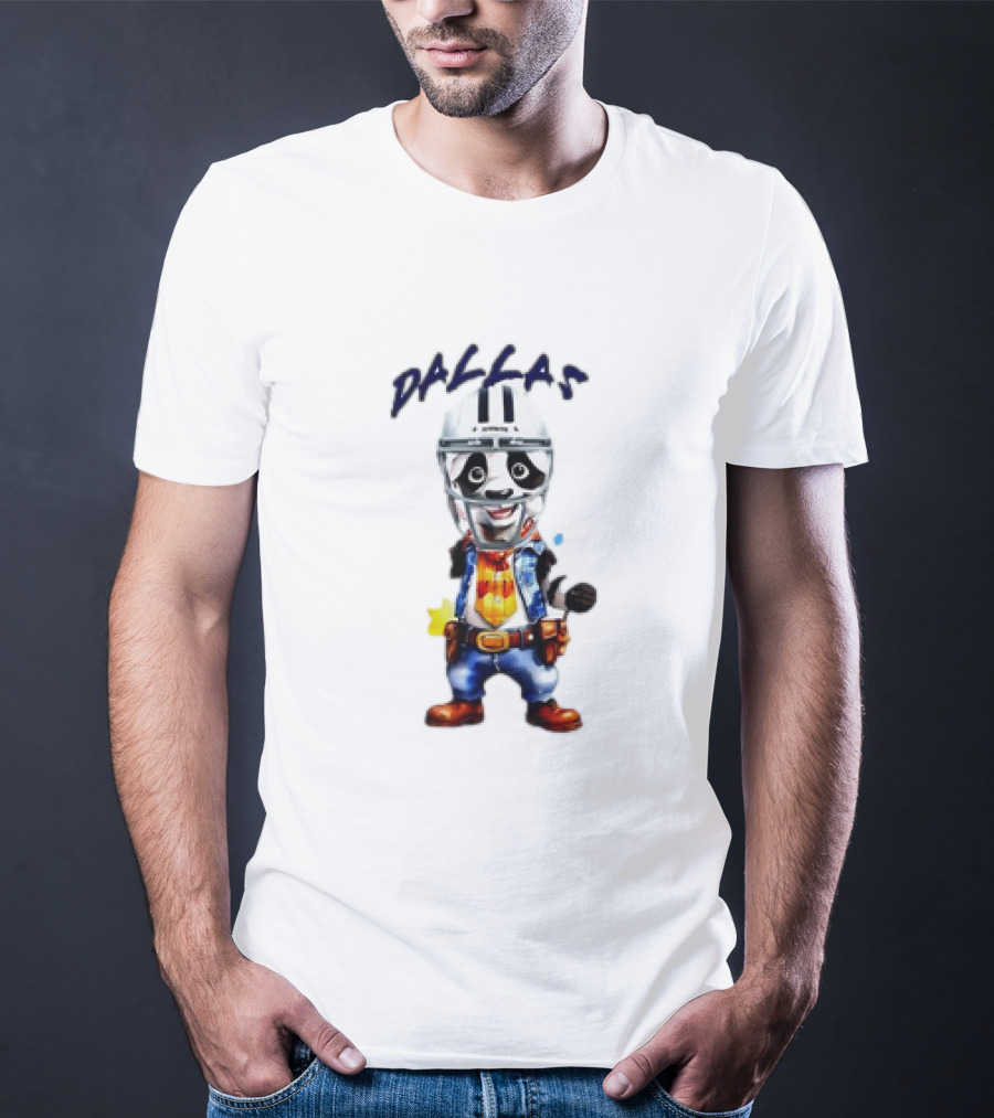 The Cowboys Live In Dallas Old West Football Dallas Football Helmet Cowboy Character T-Shirt