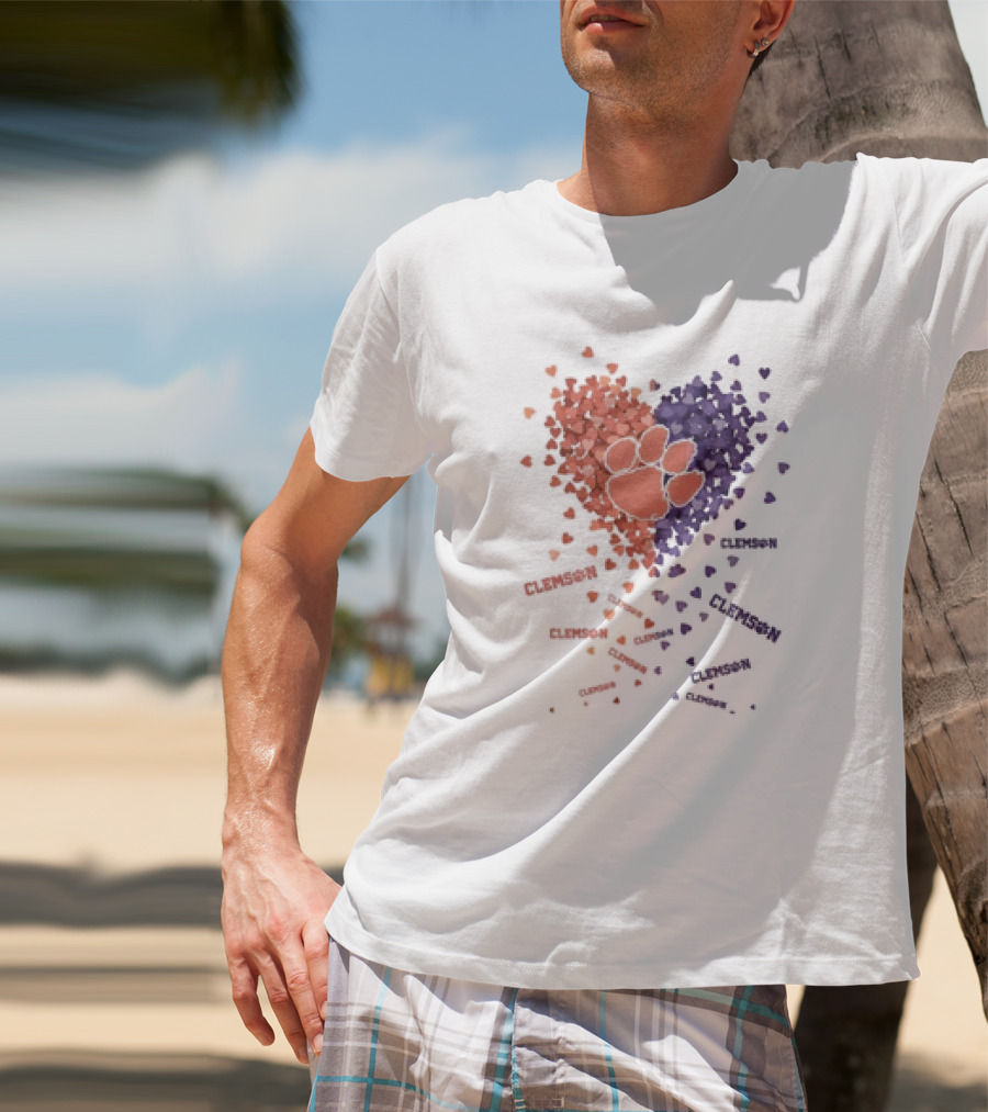 Clemson Tigers Heart Paw Print Passion T-Shirt