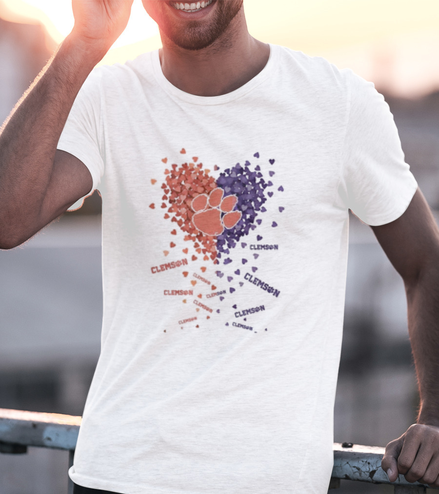 Clemson Tigers Heart Paw Print Passion T-Shirt