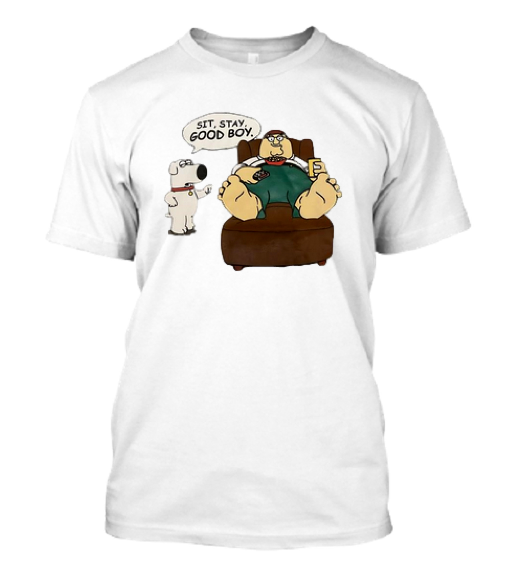 Family Guy Sit Stay Good Boy Brian And Peter Couch Scene T-Shirt