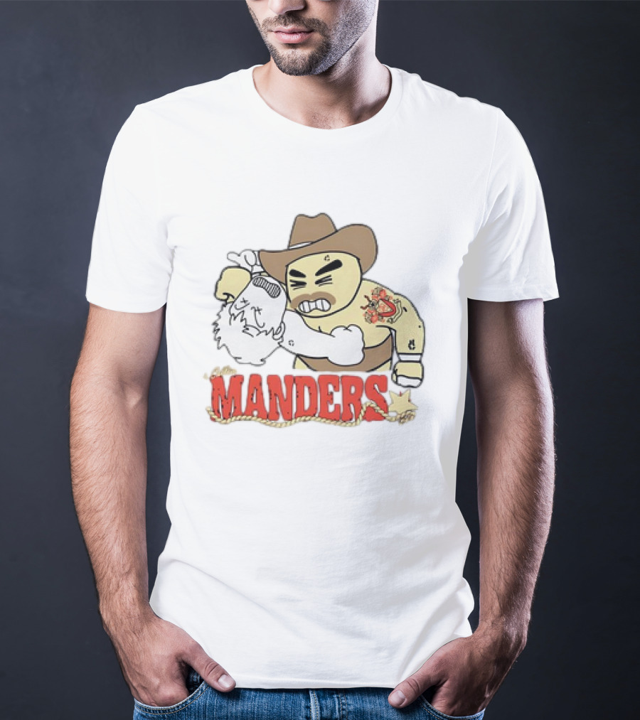Manders Cartoon Cowboy Punching Drawing T-Shirt