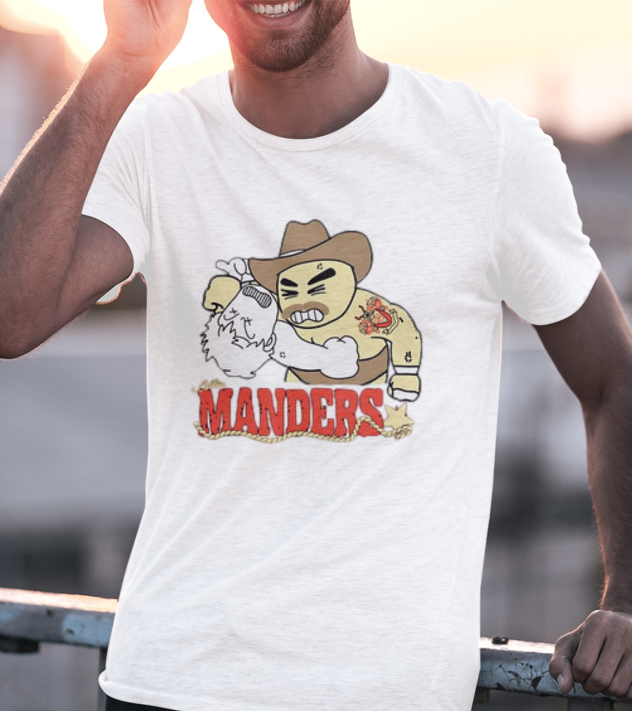 Manders Cartoon Cowboy Punching Drawing T-Shirt