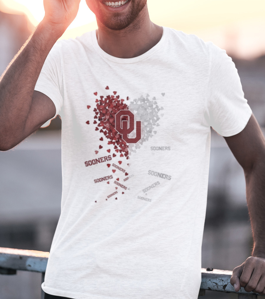 Oklahoma Sooners OU Logo Heart With Sooners Text T-Shirt