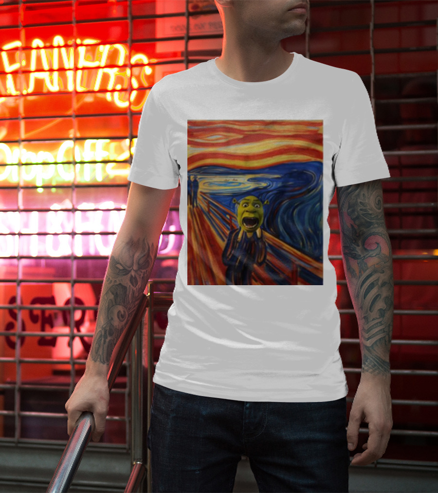 Shrek The Scream Edvard Munch Style Parody Painting T-Shirt