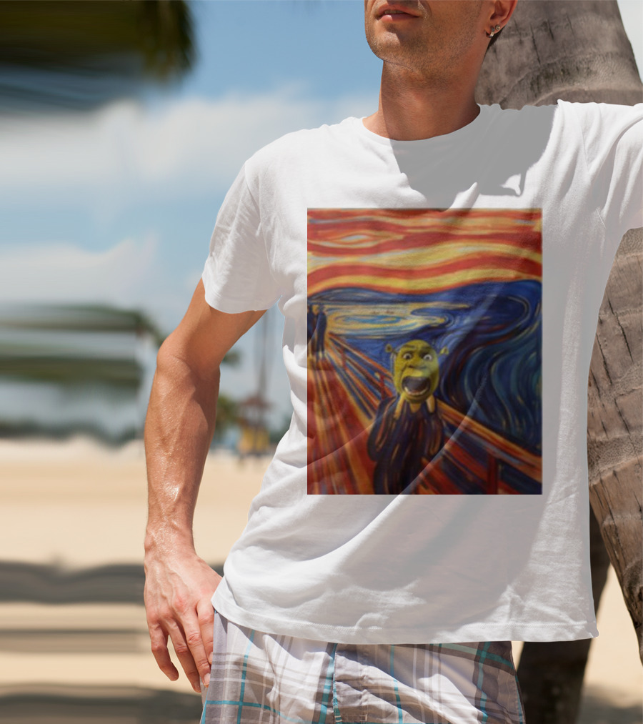 Shrek The Scream Edvard Munch Style Parody Painting T-Shirt