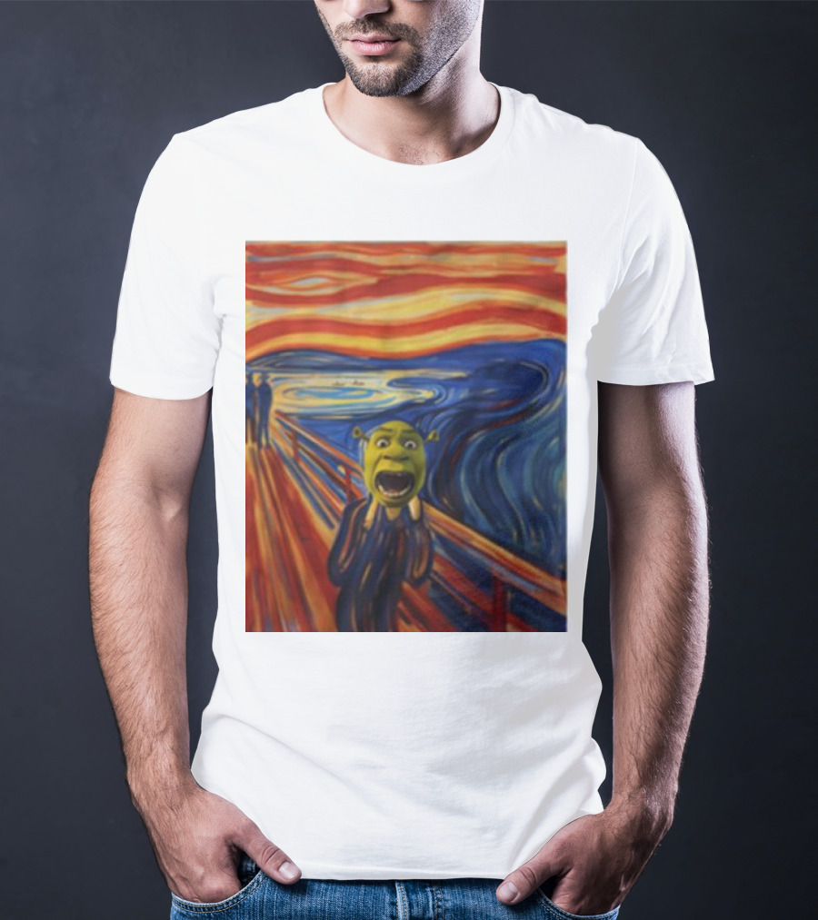 Shrek The Scream Edvard Munch Style Parody Painting T-Shirt