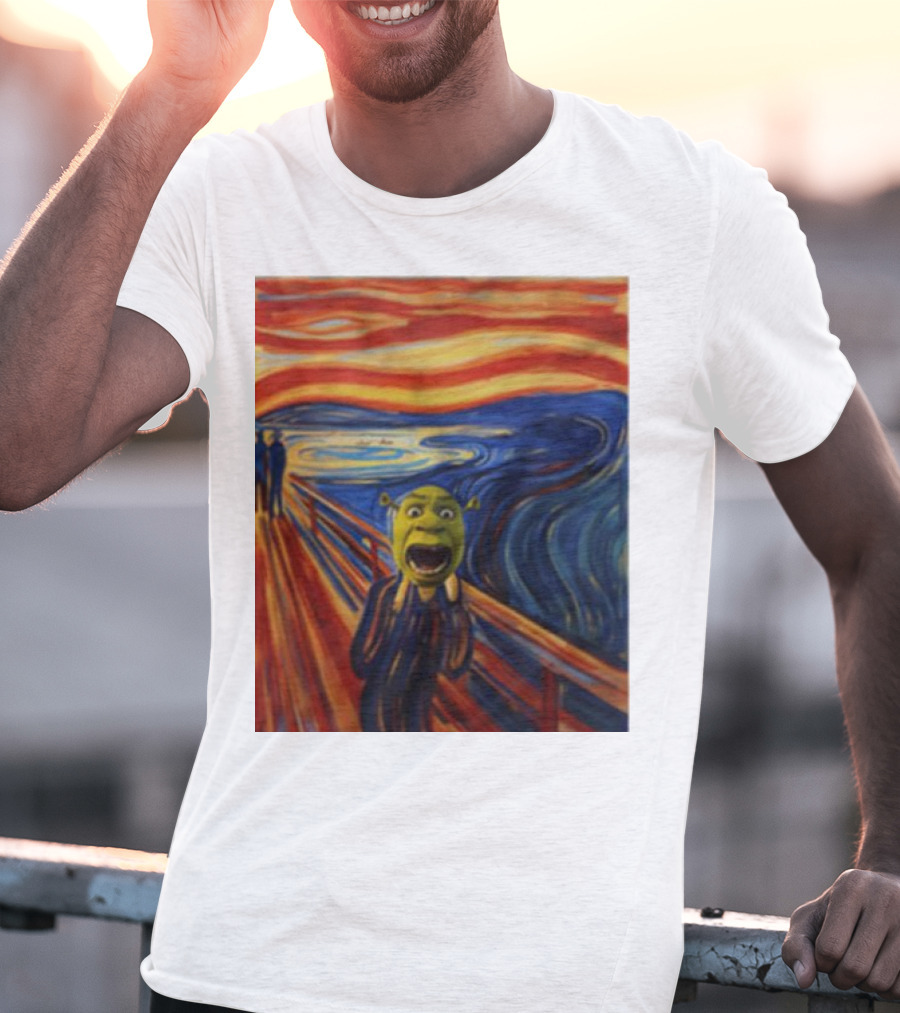 Shrek The Scream Edvard Munch Style Parody Painting T-Shirt