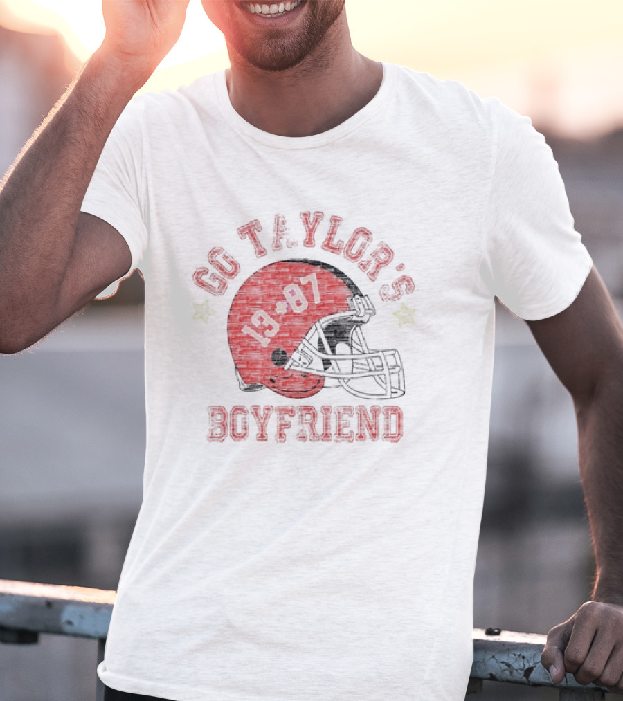 Go Taylor’s Boyfriend 13 87 Football Helmet T-Shirt
