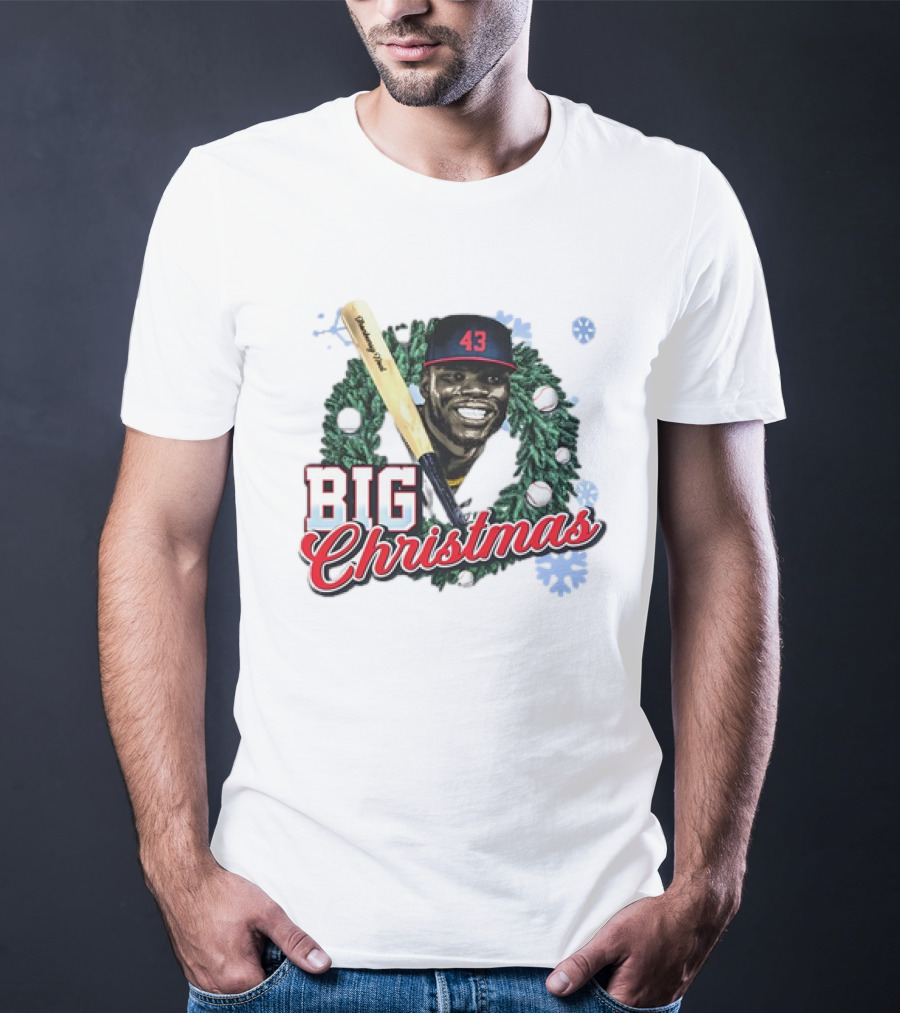 Jhonkensy Noel Cleveland Guardians Big Christmas 43 Vintage Baseball Wreath T-Shirt