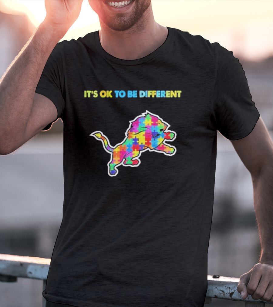 It's Ok To Be Different Autism Puzzle Lion T-Shirt