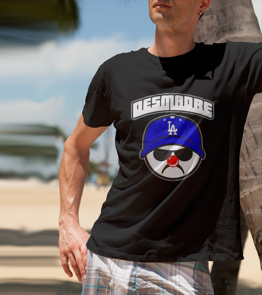 Desmadre LA Dodgers Blue Hat Clown Nose Face T-Shirt