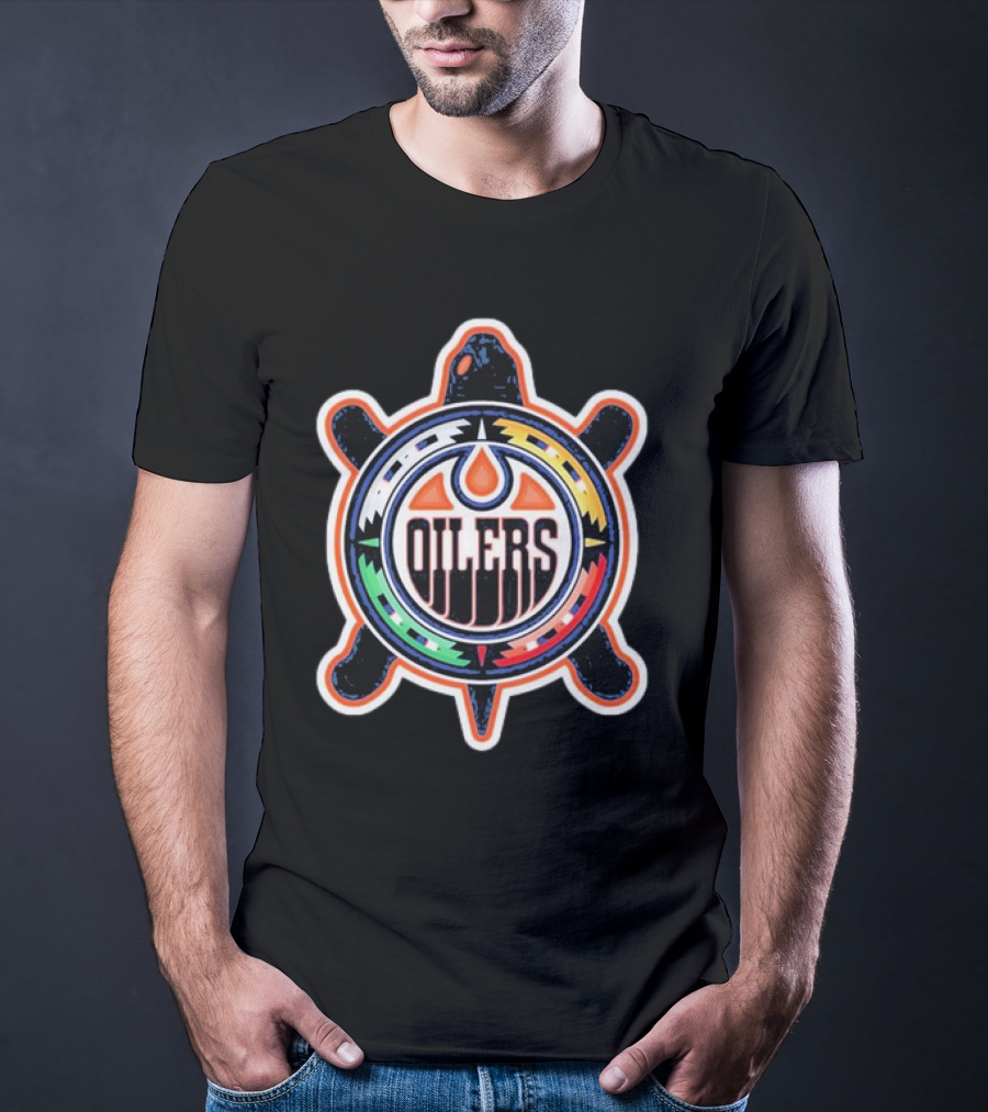 Edmonton Oilers Turtle Colorful Indigenous T-Shirt
