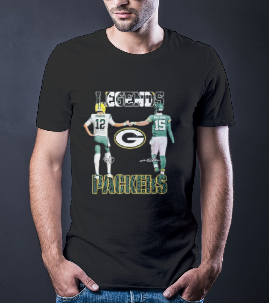 Legends Green Bay Packers Aaron Rodgers Bart Starr Signature T-Shirt