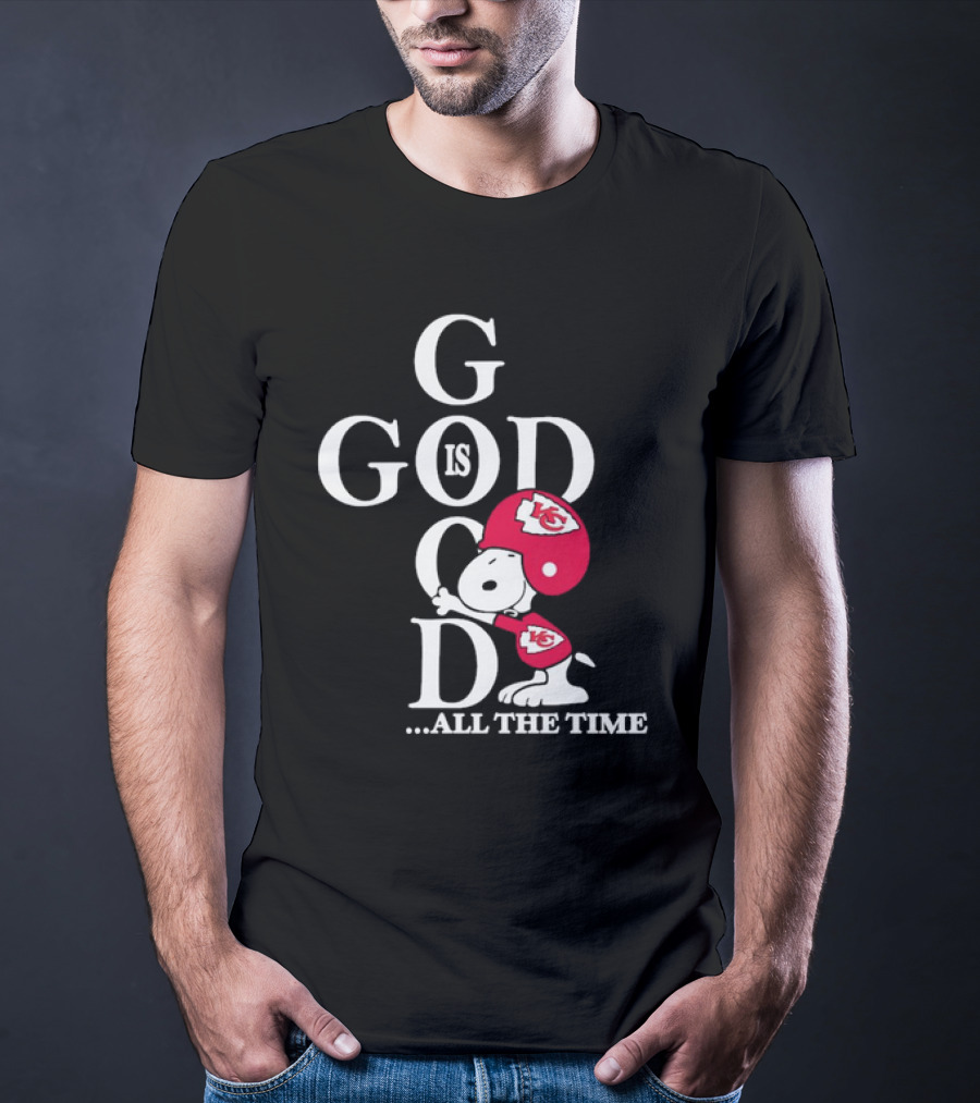 Kansas City Chiefs Snoopy God Is Good All The Time Football Fan Iconic Character Team Spirit T-Shirt