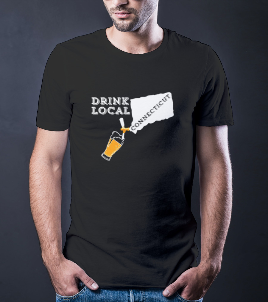 Drink Local Connecticut Map Craft Beer T-Shirt