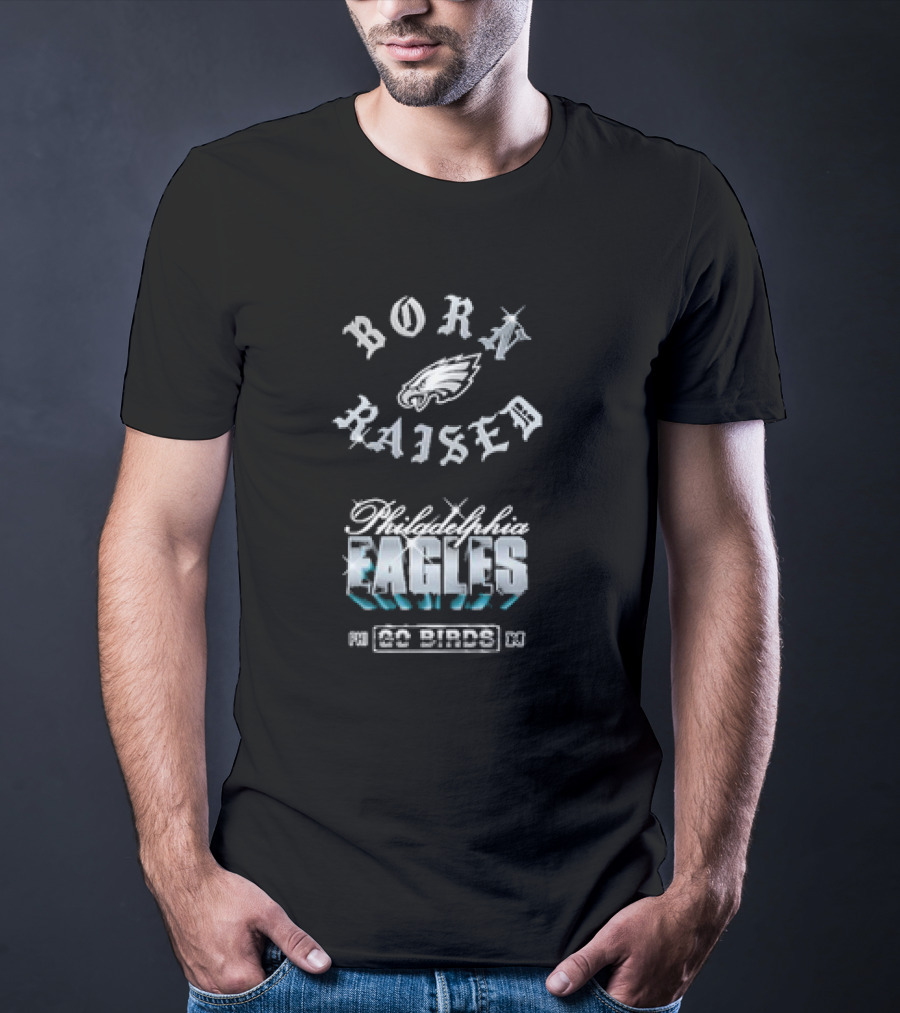 Born Raised Philadelphia Eagles Go Birds Chrome Rocker T-Shirt