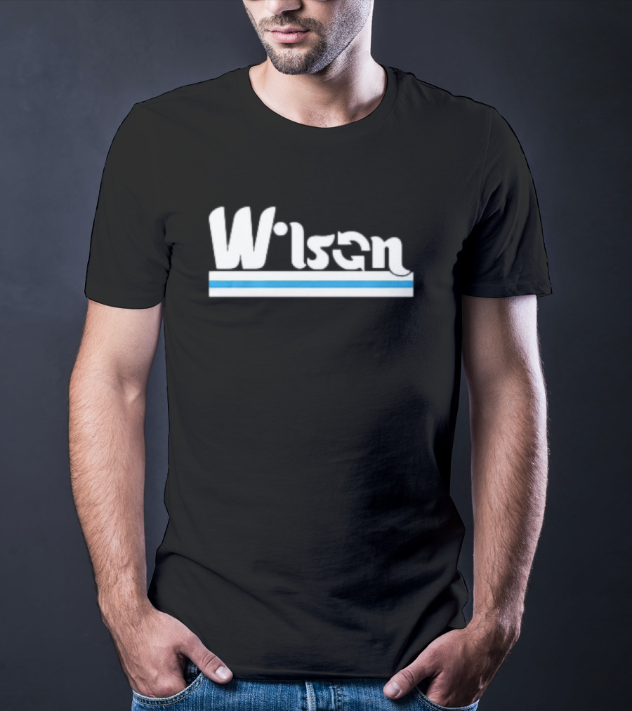 Wilson Retro Logo Style With Blue And White Stripe T-Shirt