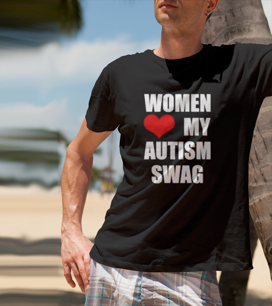 Women Love My Autism Swag Red Heart T-Shirt