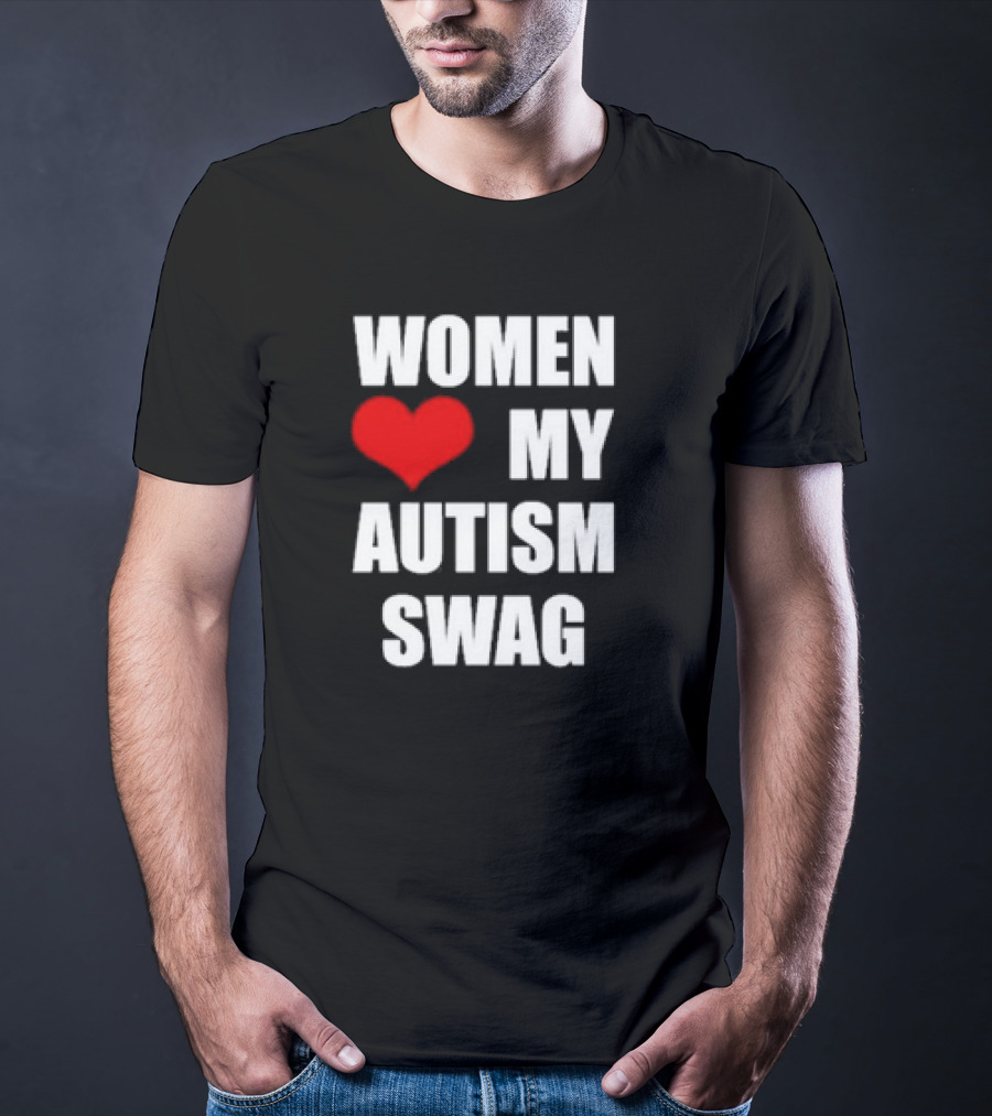 Women Love My Autism Swag Red Heart T-Shirt