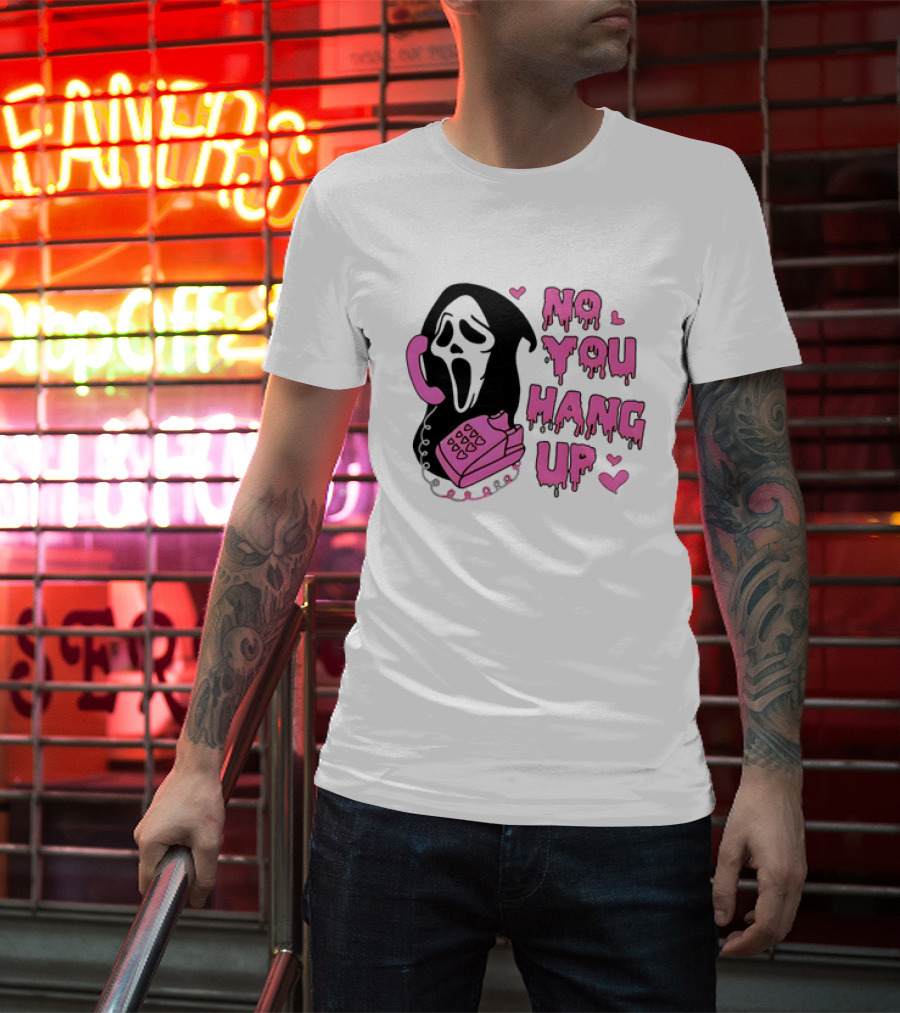 Ghost Face No You Hang Up Pink Phone Scream Hearts T-Shirt
