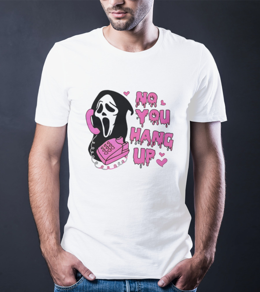 Ghost Face No You Hang Up Pink Phone Scream Hearts T-Shirt