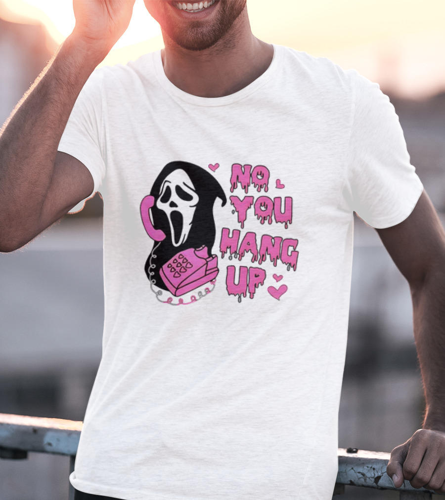 Ghost Face No You Hang Up Pink Phone Scream Hearts T-Shirt