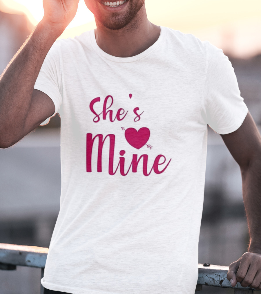 Valentine's Day She's Mine Heart With Arrow T-Shirt