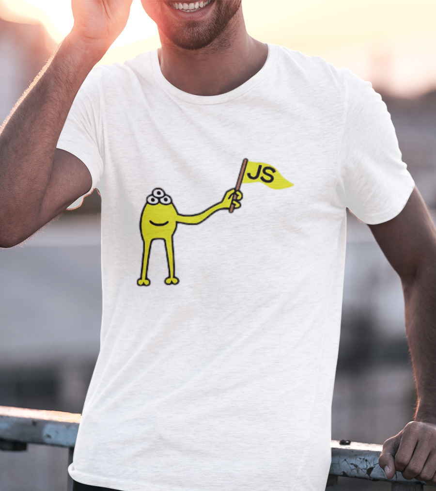 Yellow Three-Eyed Monster Waving JS Flag T-Shirt